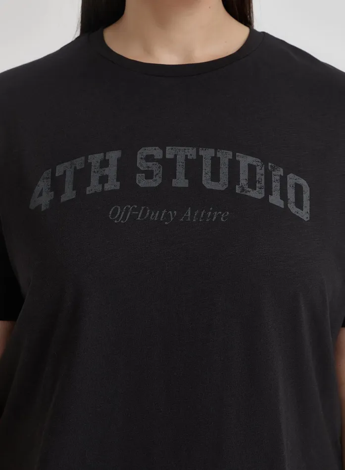 Women Black Plus Size 4th Studio Slogan TShirt Talia 4th and Reckless Plus Size