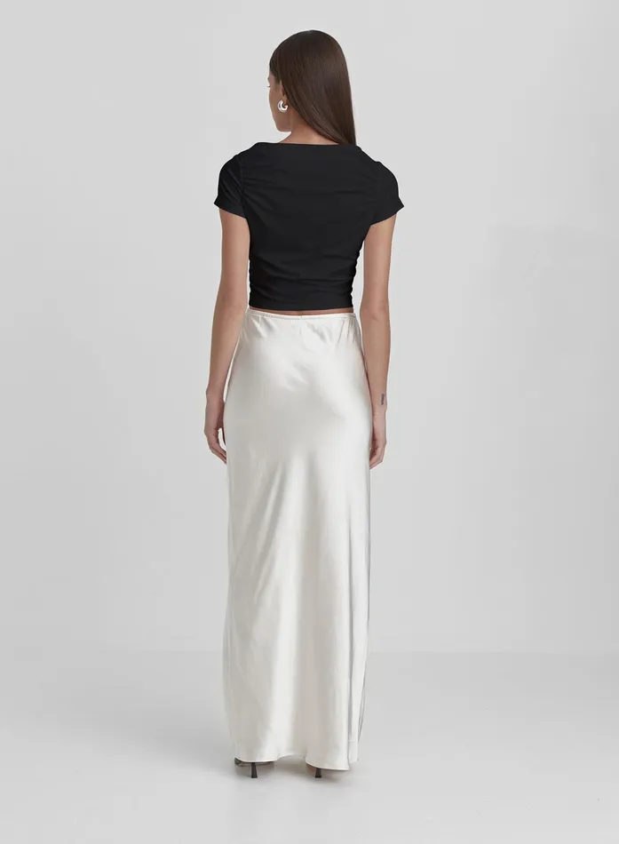 Women Black Ruched Jersey Cropped Tshirt Darrilyn 4th and Reckless Tops