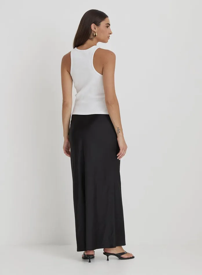 Women Black Satin Maxi Skirt Novah 4th and Reckless Skirts