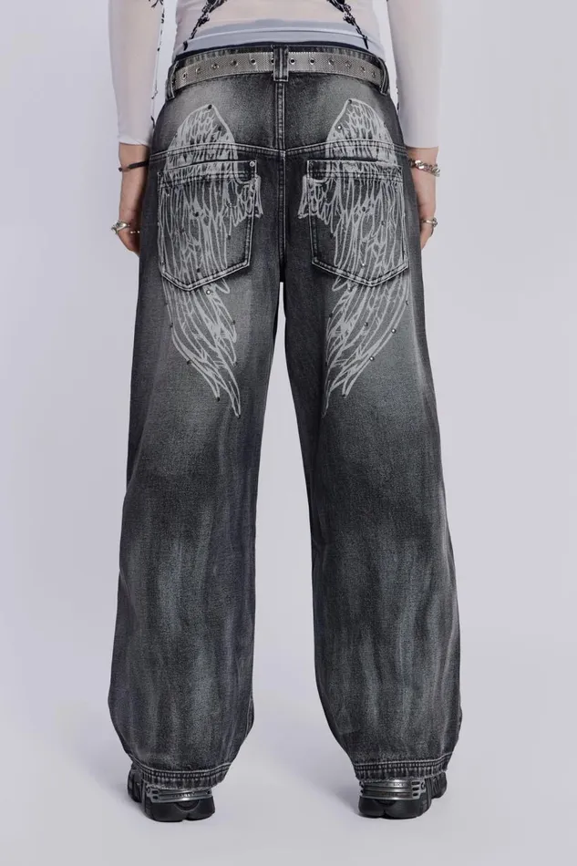 Women Black Wing Low Rise Colossus Jeans Jaded London Jeans