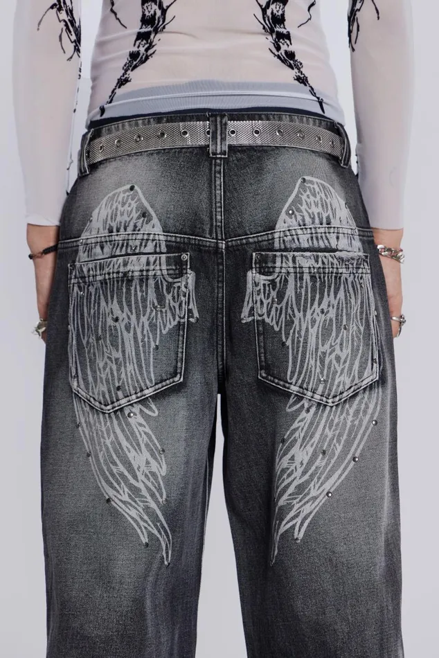 Women Black Wing Low Rise Colossus Jeans Jaded London Jeans