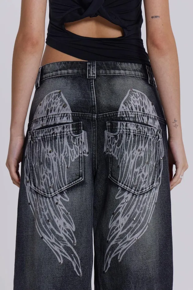 Women Black Wing Low Rise Colossus Jeans Jaded London Jeans