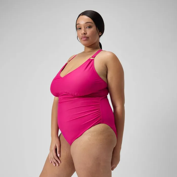 Women BodyShaping Speedo Women039s Plus Size Shaping V Neck Swimsuit Purple