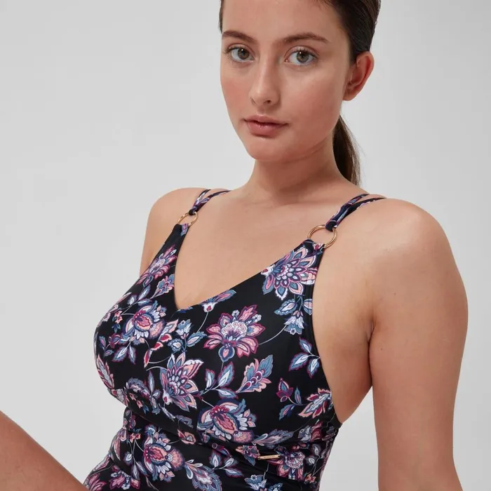 Women BodyShaping Speedo Women039s Shaping Printed Strappy Swimsuit BlackPurple Women BodyShaping Speedo Women039s Shaping Printed Strappy Swimsuit BlackPurple