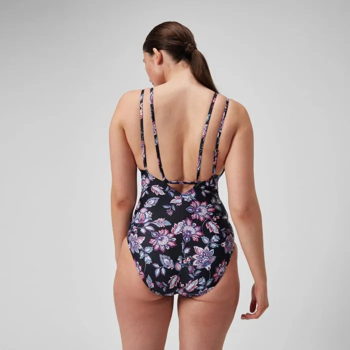 Women BodyShaping Speedo Women039s Shaping Printed Strappy Swimsuit BlackPurple Women BodyShaping Speedo Women039s Shaping Printed Strappy Swimsuit BlackPurple