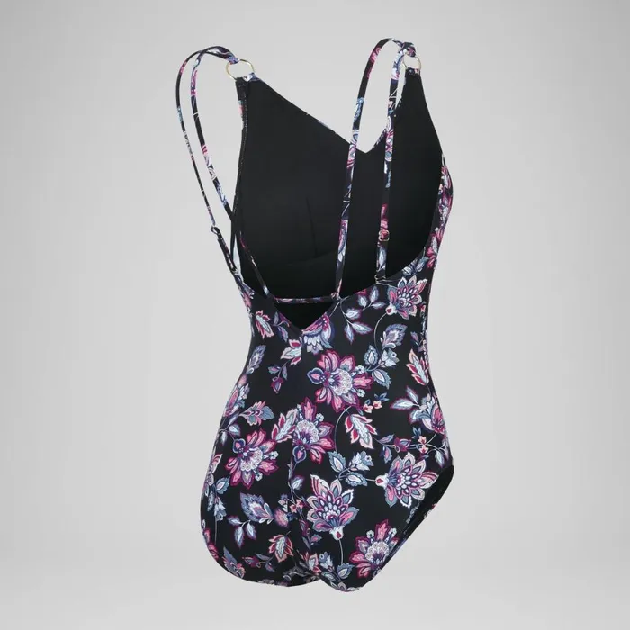 Women BodyShaping Speedo Women039s Shaping Printed Strappy Swimsuit BlackPurple Women BodyShaping Speedo Women039s Shaping Printed Strappy Swimsuit BlackPurple