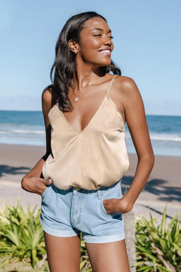Women Bodysuits Cupshe Breonna Vneck Ruched Bodysuit Nude
