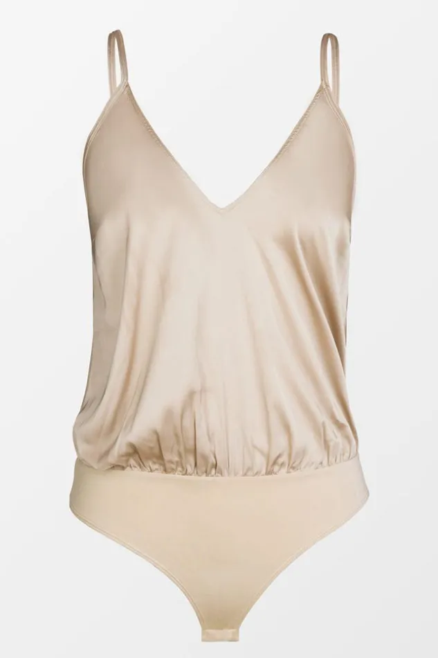 Women Bodysuits Cupshe Breonna Vneck Ruched Bodysuit Nude