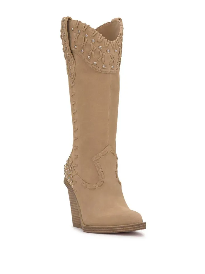 Women Boots and Booties Jessica Simpson Liselotte Studded Western Boot In Almond