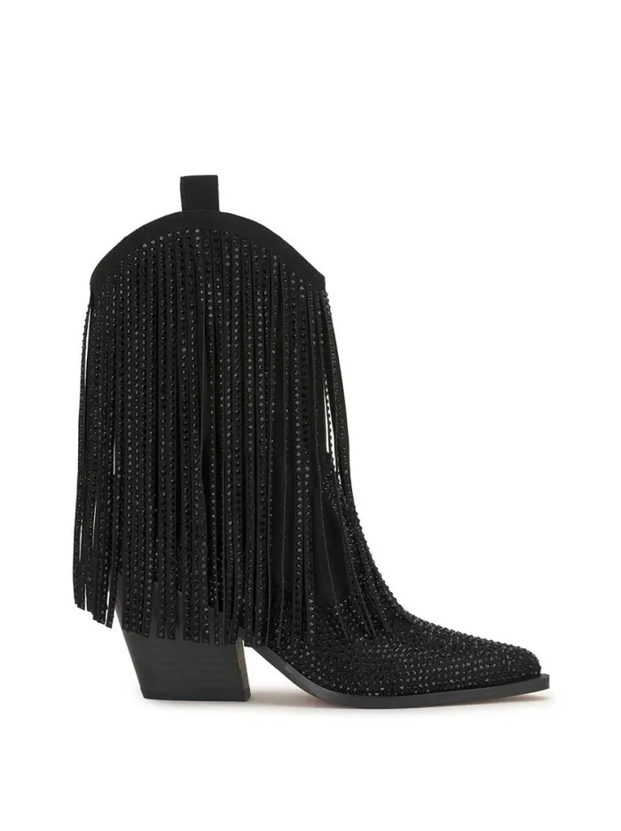 Women Boots and Booties Jessica Simpson Paredisa Fringe Bootie In Black