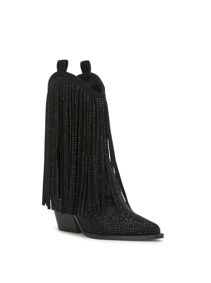 Women Boots and Booties Jessica Simpson Paredisa Fringe Bootie In Black