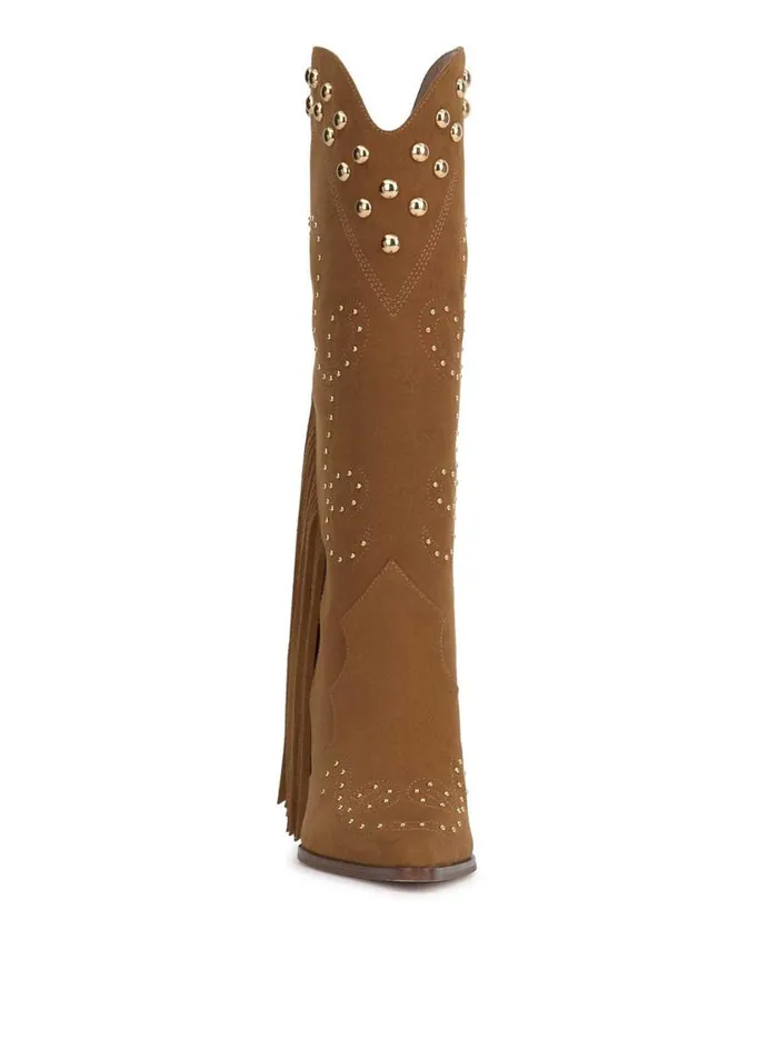 Women Boots and Booties Jessica Simpson Rosera Studded Fringe Boot In Tuscan Tan