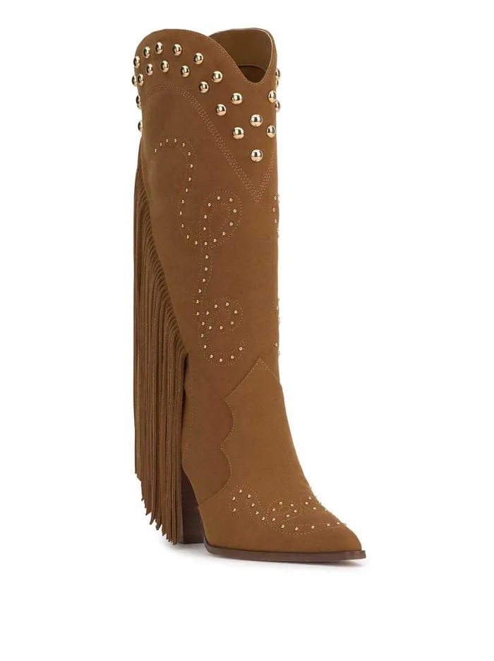 Women Boots and Booties Jessica Simpson Rosera Studded Fringe Boot In Tuscan Tan