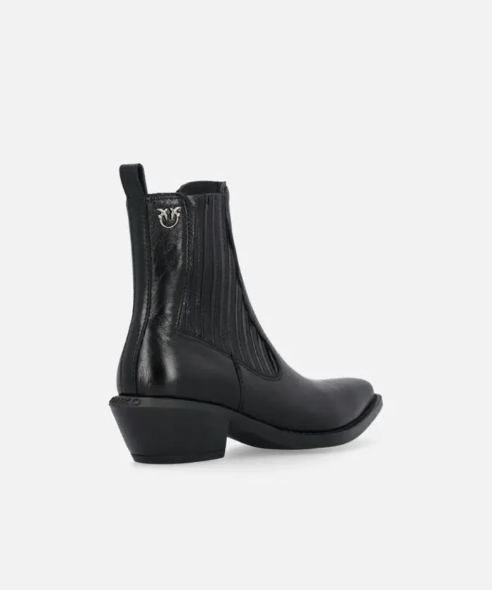 Women Boots Pinko Shiny Leather Cowboy Ankle Boots Limo Black Women Boots Pinko Shiny Leather Cowboy Ankle Boots Limo Black