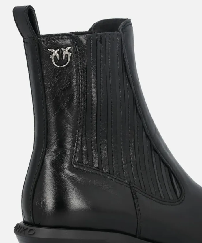 Women Boots Pinko Shiny Leather Cowboy Ankle Boots Limo Black Women Boots Pinko Shiny Leather Cowboy Ankle Boots Limo Black