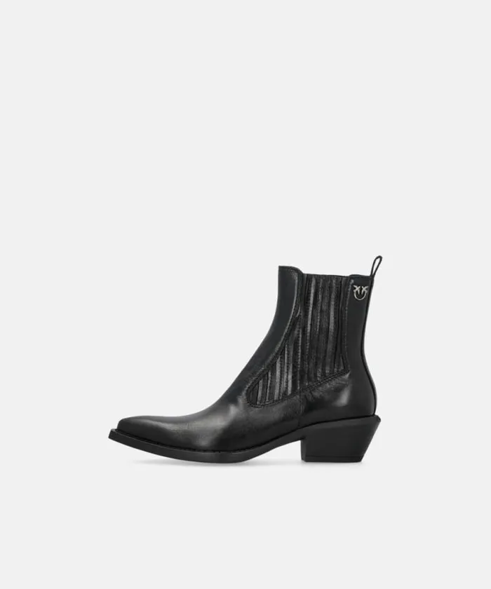 Women Boots Pinko Shiny Leather Cowboy Ankle Boots Limo Black Women Boots Pinko Shiny Leather Cowboy Ankle Boots Limo Black