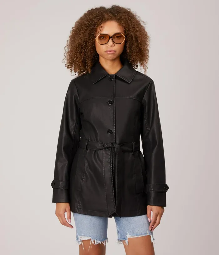 Women Bria WomenS Vegan Leather Jacket Black Matt and Nat Jackets