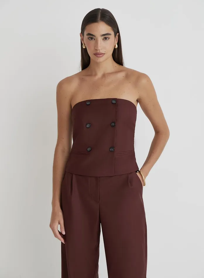 Women Burgundy Tailored Corset Crea 4th and Reckless Tops