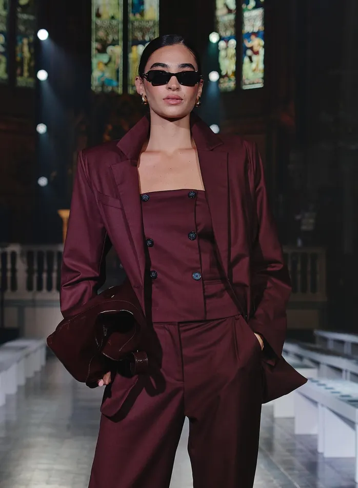 Women Burgundy Tailored Corset Crea 4th and Reckless Tops