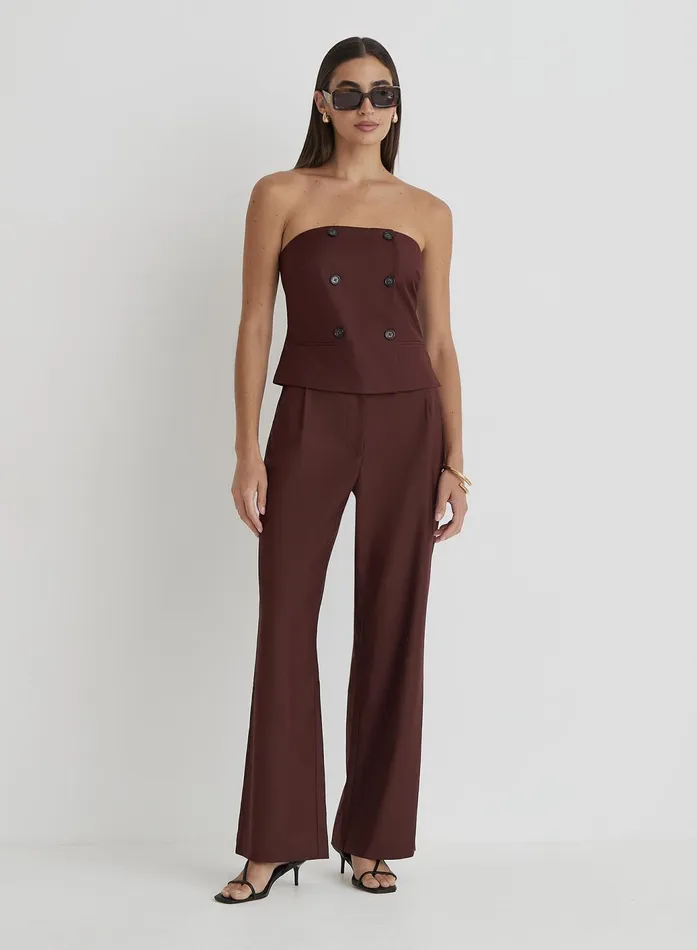 Women Burgundy Tailored Corset Crea 4th and Reckless Tops