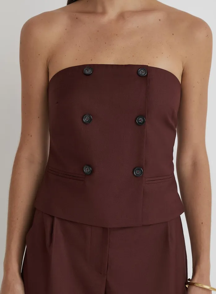 Women Burgundy Tailored Corset Crea 4th and Reckless Tops