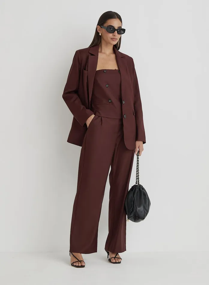 Women Burgundy Tailored Corset Crea 4th and Reckless Tops