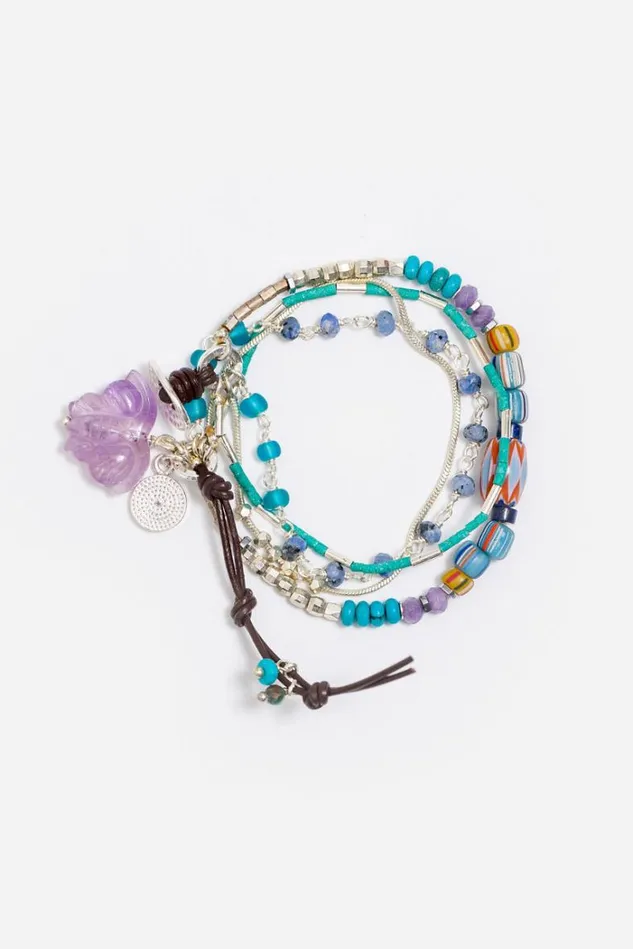Women BUTTERFLY BEADED BRACELET Silver Johnny Was Jewelry