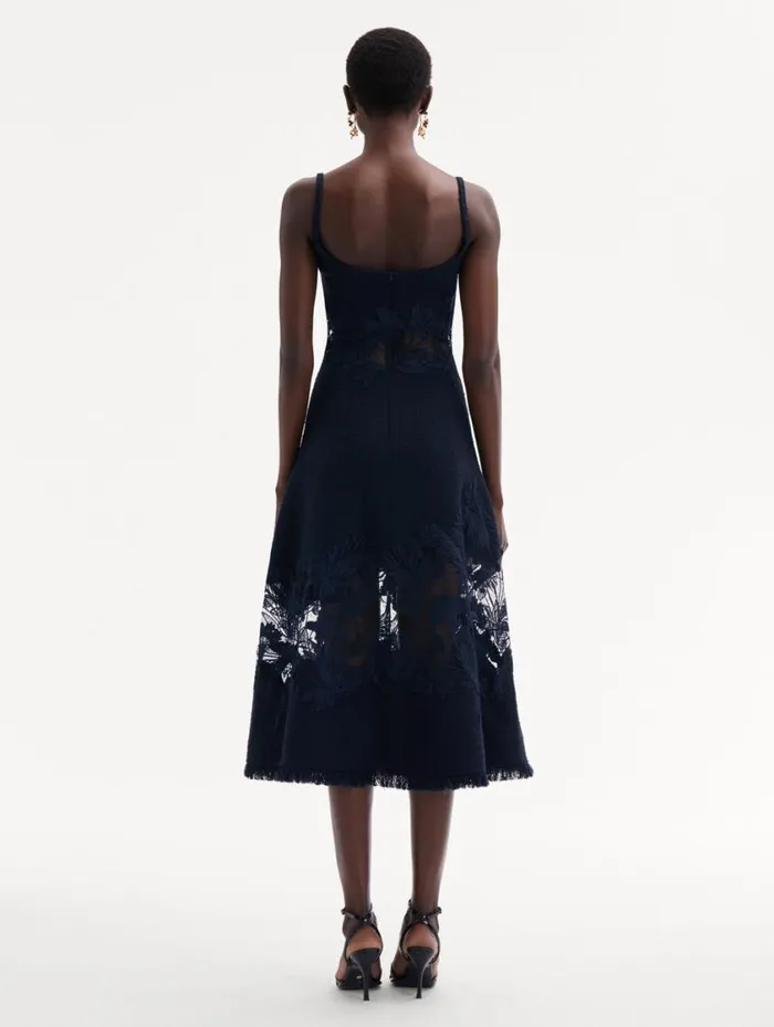 Women Carnation Guipure Inset Tweed Dress Navy Oscar De La Renta Dresses Women Carnation Guipure Inset Tweed Dress Navy Oscar De La Renta Dresses