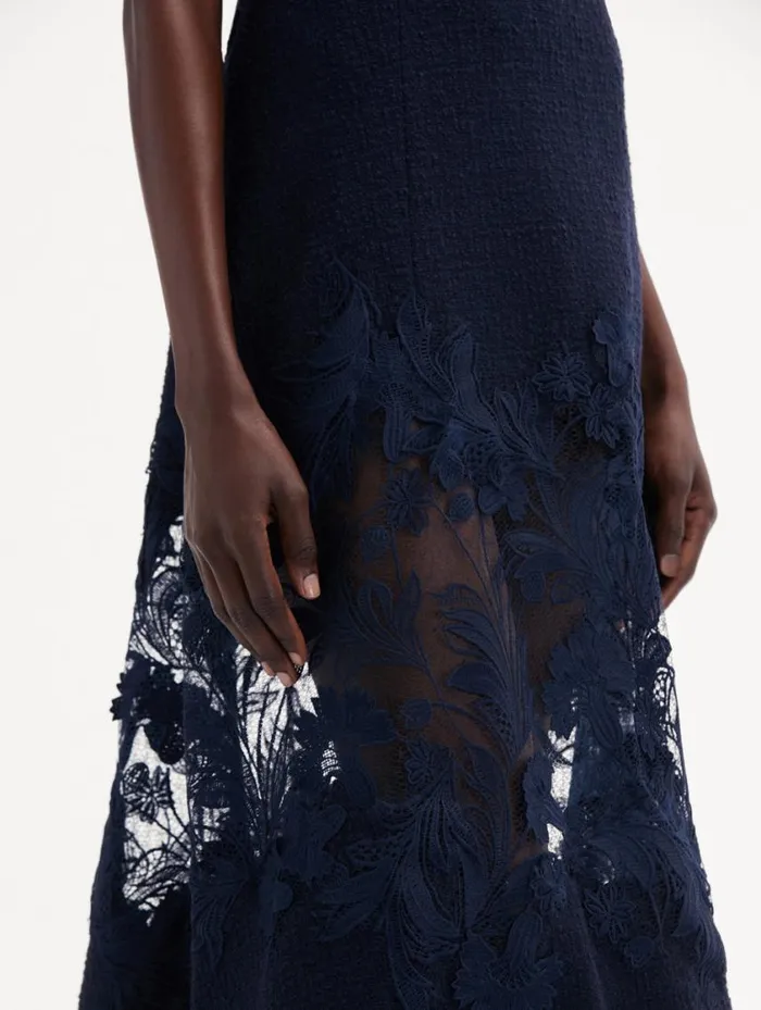 Women Carnation Guipure Inset Tweed Dress Navy Oscar De La Renta Dresses Women Carnation Guipure Inset Tweed Dress Navy Oscar De La Renta Dresses
