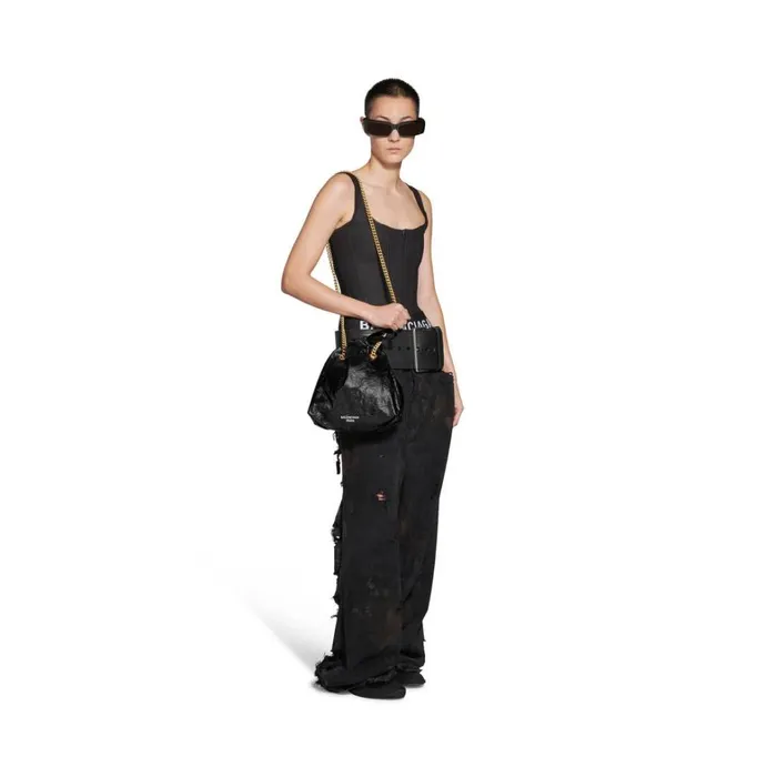 Women Chain Bags Balenciaga Crush Small Tote Bag In Black