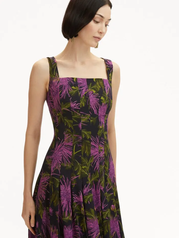 Women Chrysanthemum Chiffon Inset Dress Purple Navy Oscar De La Renta Dresses Women Chrysanthemum Chiffon Inset Dress Purple Navy Oscar De La Renta Dresses