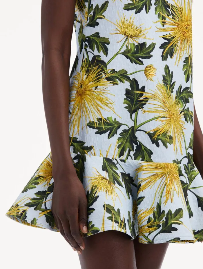 Women Chrysanthemum Cotton Cloqu Dress Yellow Light Blue Oscar De La Renta Dresses Women Chrysanthemum Cotton Cloqu Dress Yellow Light Blue Oscar De La Renta Dresses