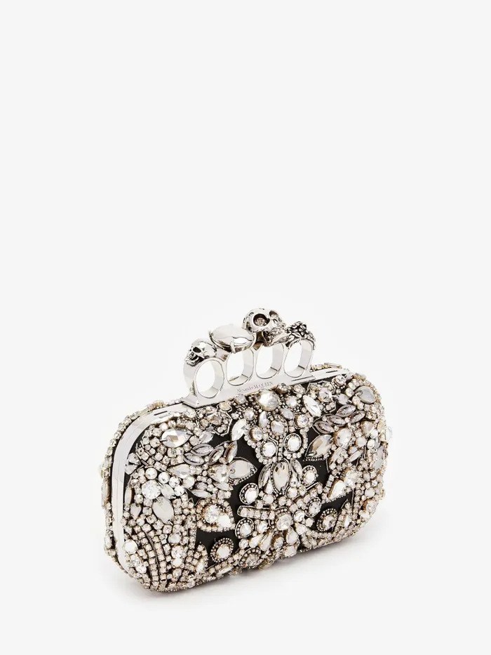 Women Clutches Alexander McQueen Victorian Jewel Knuckle Clutch Silver