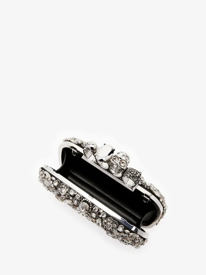 Women Clutches Alexander McQueen Victorian Jewel Knuckle Clutch Silver