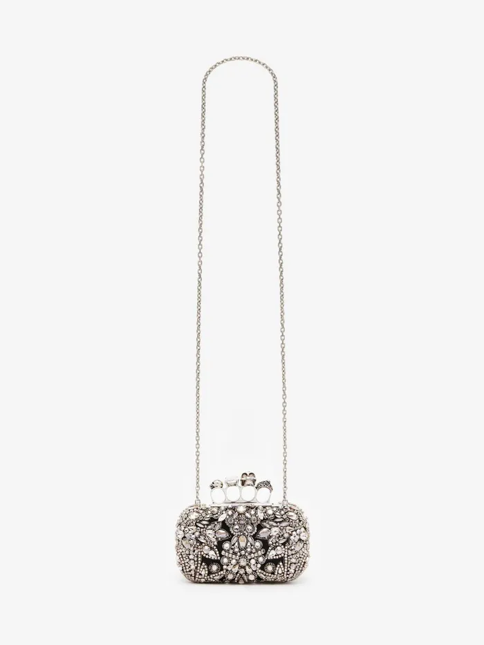 Women Clutches Alexander McQueen Victorian Jewel Knuckle Clutch Silver