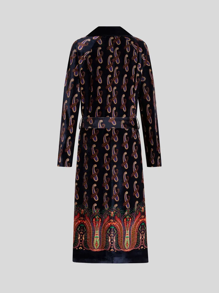 Women Coat With Velvet Belt Etro Coats And Outerwear