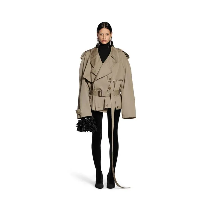 Women Coats and Jackets Balenciaga Folded Trench In Sand