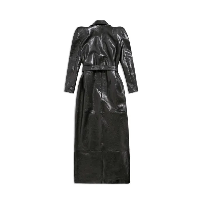 Women Coats and Jackets Balenciaga Round Shoulder Maxi Trench Coat In Black