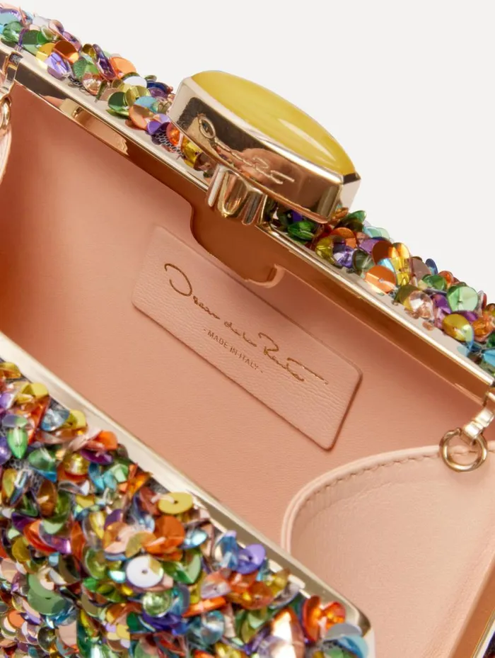 Women Confetti Sequin Embroidered Minaudiere Rainbow Oscar De La Renta Handbags Women Confetti Sequin Embroidered Minaudiere Rainbow Oscar De La Renta Handbags