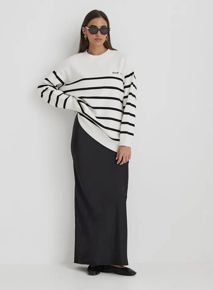 Women Cream And Navy Stripe Jumper Myda 4th and Reckless Knitwear