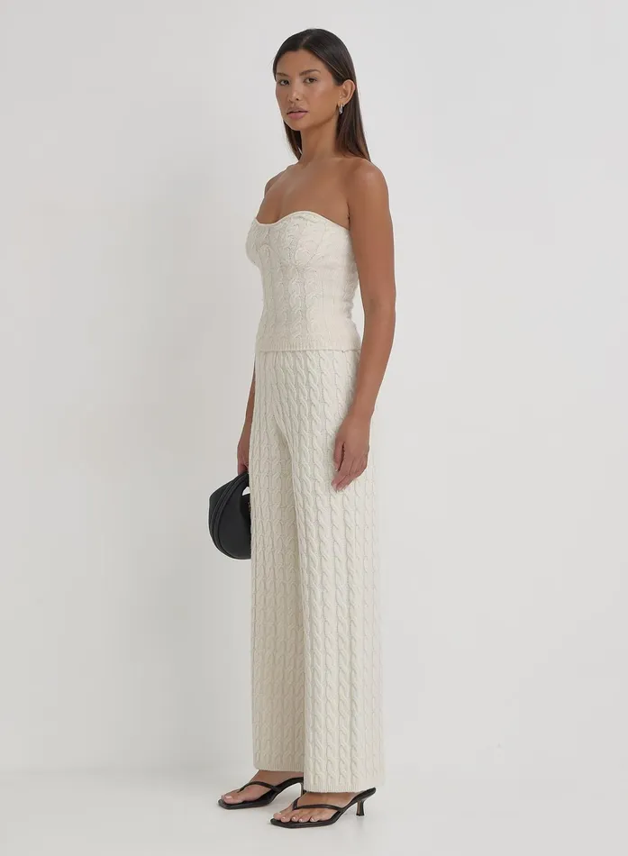 Women Cream Knitted Trouser Janina 4th and Reckless Knitwear