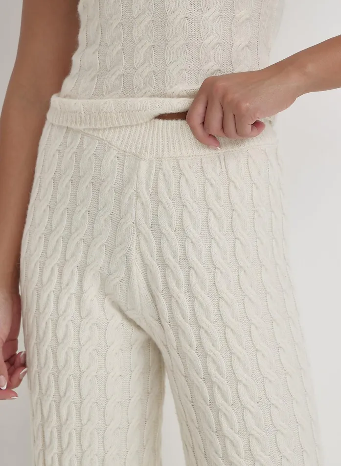 Women Cream Knitted Trouser Janina 4th and Reckless Knitwear