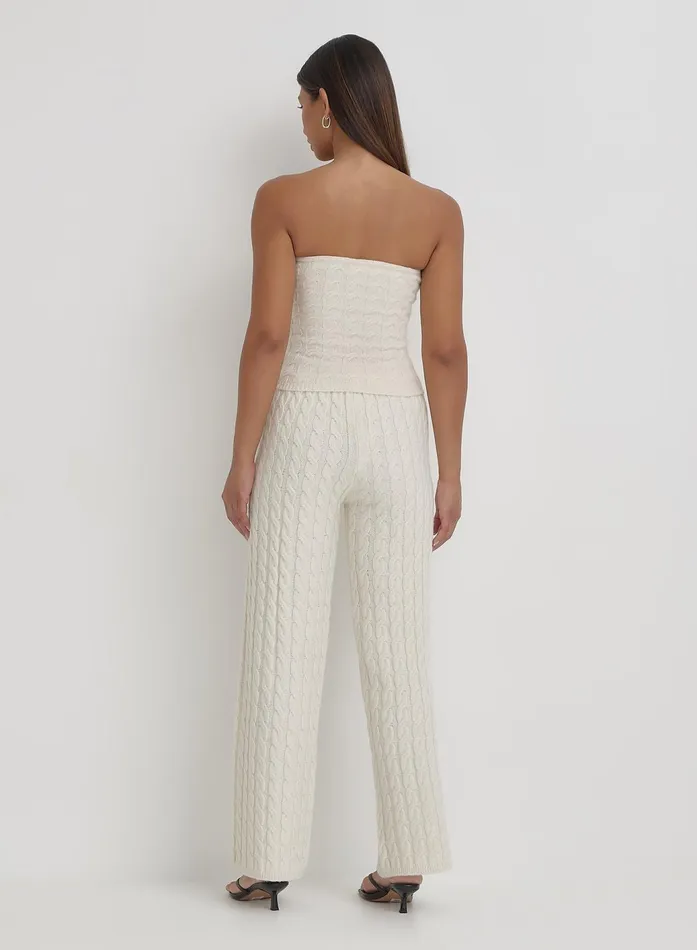 Women Cream Knitted Trouser Janina 4th and Reckless Knitwear