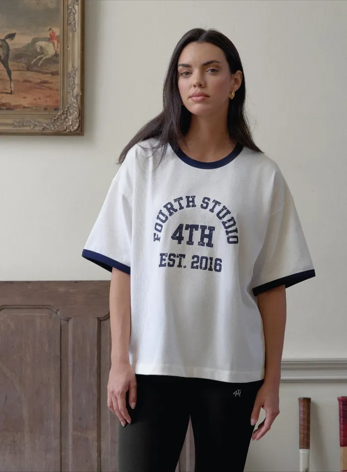 Women Cream Oversized Distressed Slogan TShirt Finn 4th and Reckless Athleisure