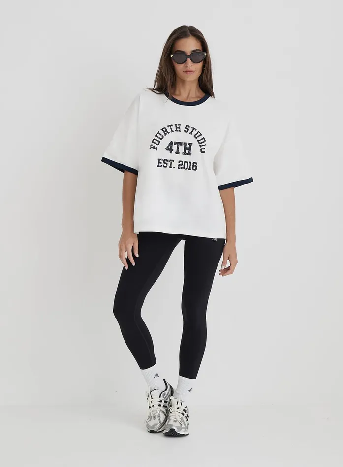 Women Cream Oversized Distressed Slogan TShirt Finn 4th and Reckless Athleisure