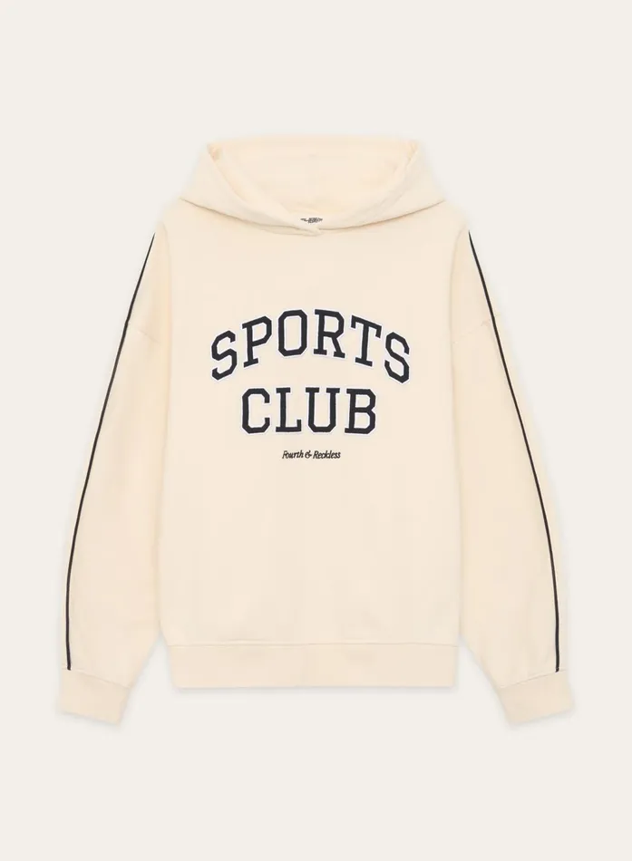Women Cream Sports Club Slogan Oversized Hoodie Lille 4th and Reckless Hoodies and Sweatshirts
