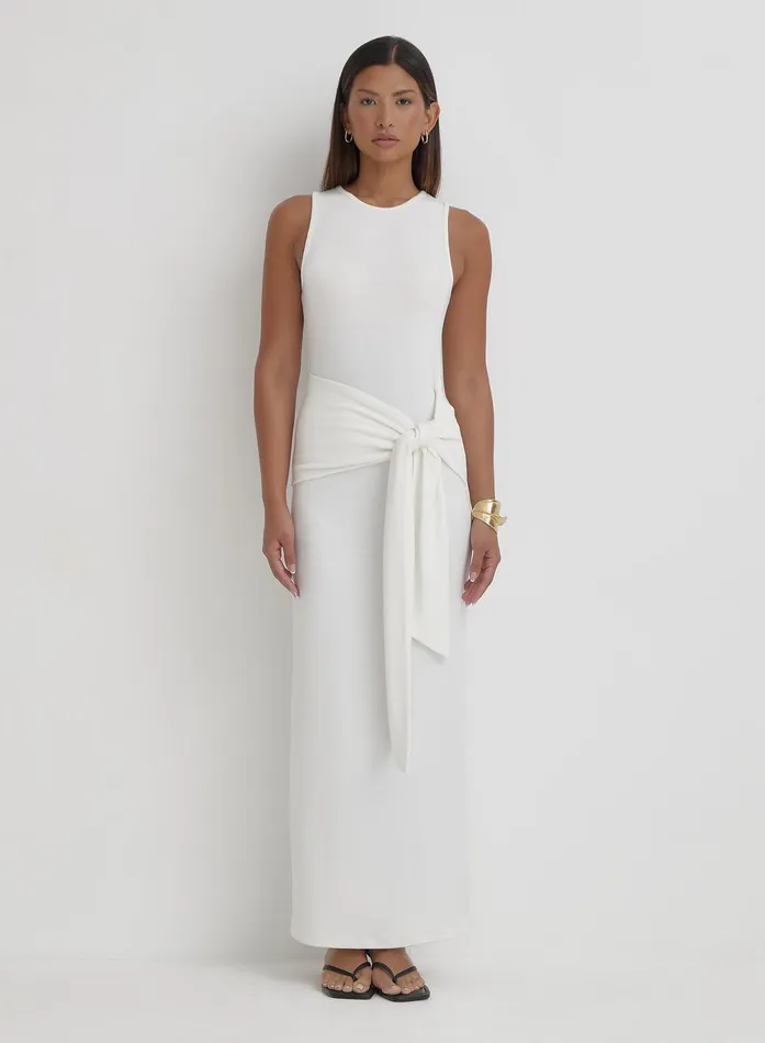 Women Cream Tie Front Maxi Dress Adanna 4th and Reckless Dresses