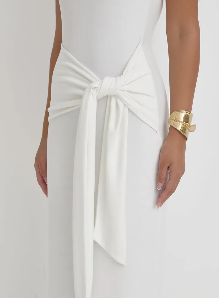 Women Cream Tie Front Maxi Dress Adanna 4th and Reckless Dresses