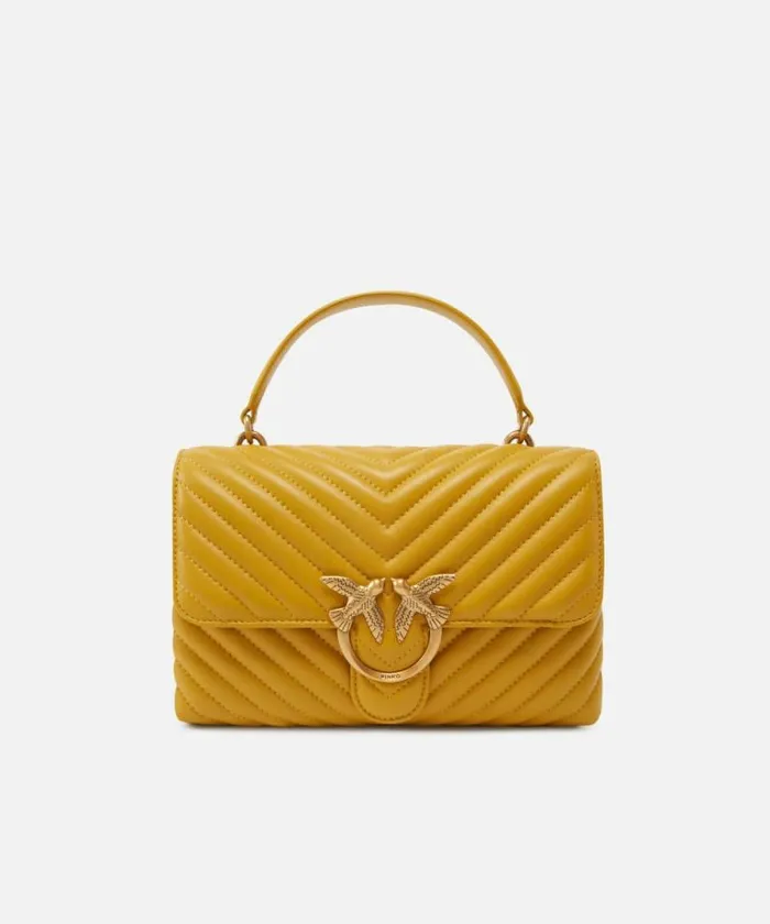 Women Crossbody Bags Pinko Classic Lady Love Bag Puff Chevron China Yellowantiquegold