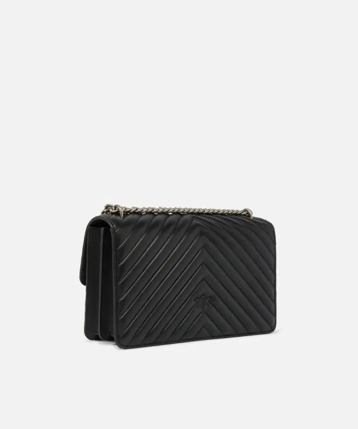 Women Crossbody Bags Pinko Classic LoveBag One Chevron Blackold Silver Women Crossbody Bags Pinko Classic LoveBag One Chevron Blackold Silver